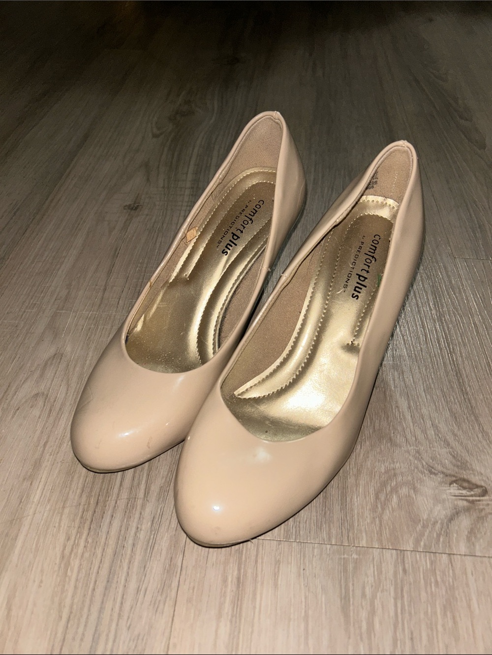 comfort plus by Predictions Women's Nude Patent Round-Toe Pumps